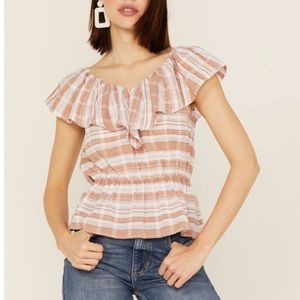 ✅✅🌷WRANGLER WOMEN'S RETRO STRIPE OFF SHOULDER TOP